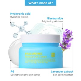 NABEEYA HYALURONIC Moisture Gel Cream, Hydrating Hyaluronic Acid Moisturizer, Refreshing gel cream for dry and oily combination skin, For All Skin Types, 1.7 fl.oz