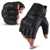 aaasportx Fingerless Perforated Motorcycle Gloves - Men's Leather Motorbike Gloves