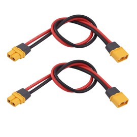 2pcs Amass XT60H XT60 Male Plug Connector to XT60H XT60 Female Plug Connector Adapter Extension with 30cm 14AWG Silicone Wire (xt60h Cable)
