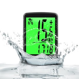 AMFUN Bike Computer Wireless,2.4 inch LCD Screen Auto Backlight,Universal 24 Functions,IPX6 Waterproof, Bicycle Speedometer and Odometer, Suitable for Cycling