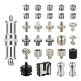 CAMVATE 30PCS Camera Screw Mount Set 1/4 to 1/4,1/4 to 3/8,1/4 to 5/8,1/4 & 3/8 Camera Mount Adapter for Tripod/Monopod/Microphone/Flash Light/Quick Release Plate Converter Screws Adapter