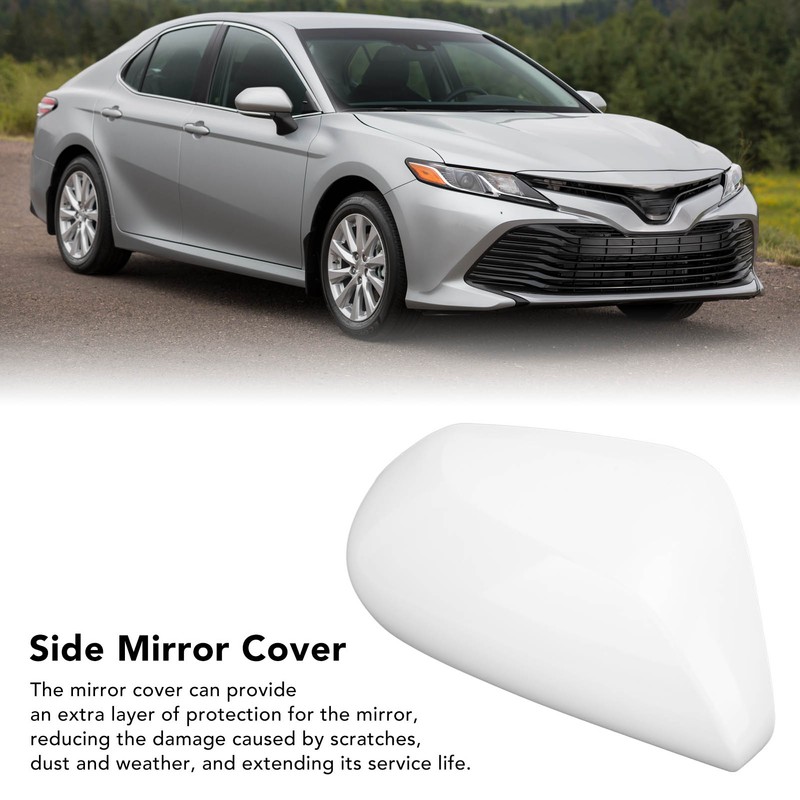 White Side Mirror Cover Unpainted Rearview Outer Door Wing Mirror