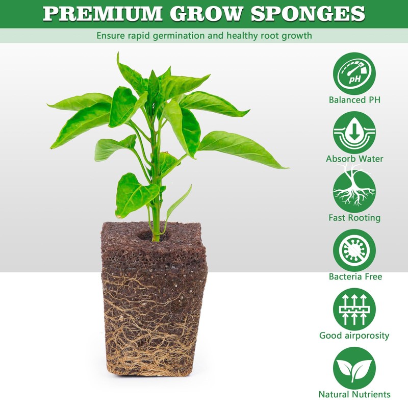 LAPOND 100 Pack Grow Sponges, Replacement Root Growth Sponges Seed