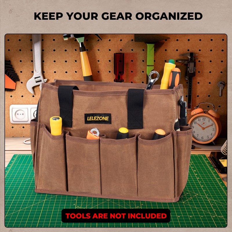 Tool Bag 16 oz. Waxed Canvas Tool Bag Large Capacity