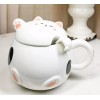 Ebros Gift Whimsical White Chubby Feline Kitty Cat Cup Mug