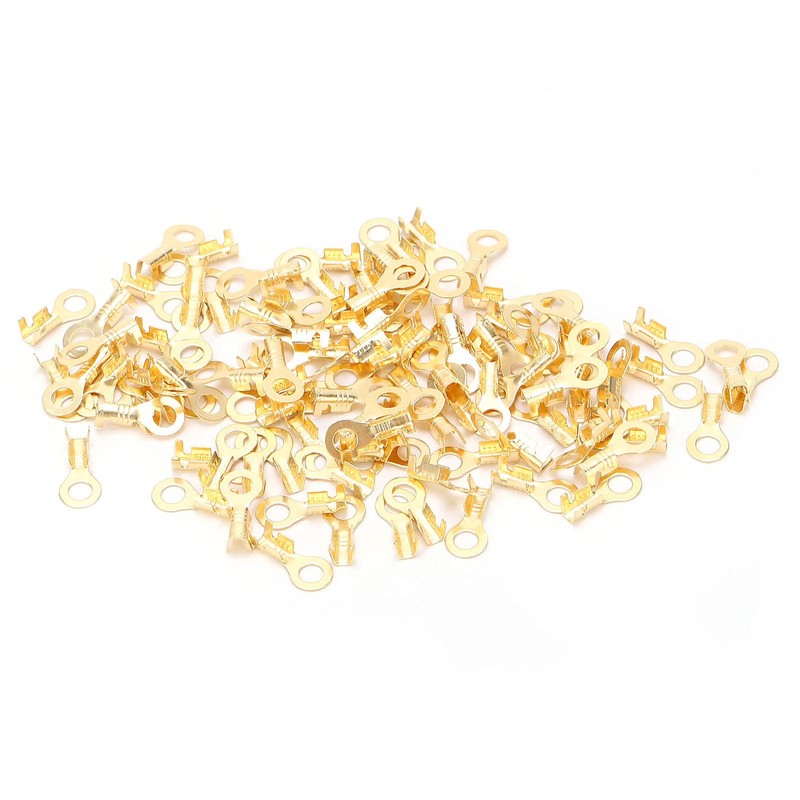 160pcs Copper Ring Terminals, M4 4.2mm Brass Wire Connectors, Wire