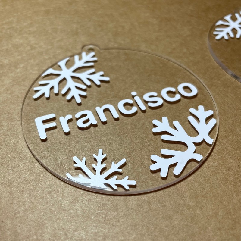 Pack Esferas Navideñas Personalizadas con Nombre Acrílico Transparente Adornos Navideños