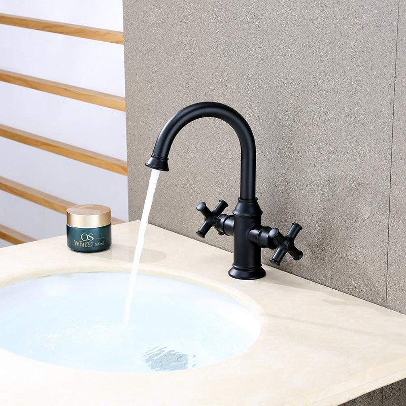 Derengge Matte Black Bathroom Sink Faucet,2 Handle Single Hole Vanity