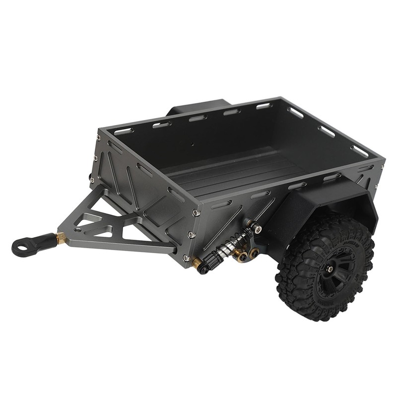 RC Car Hitch Trailer Aluminum Alloy Antislip Rubber Tire Rustproof