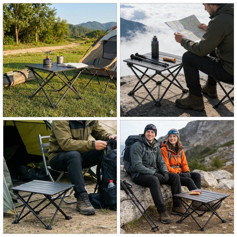 Wind Tour Roll-Up Camping Table, 4-Person Lightweight Portable Outdoor Table