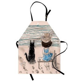 ABAKUHAUS Adjustable Cooking Apron, Pale Tan