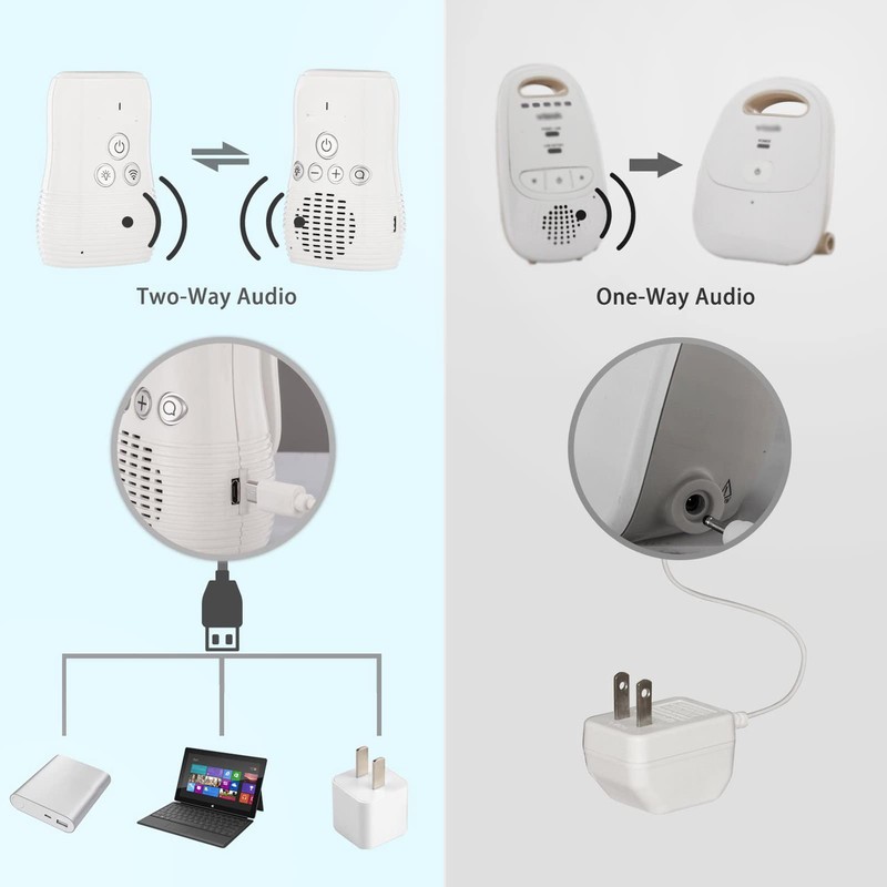 DM221 Audio Baby Monitor, 1000ft Range, Vibrating Sound Alert, Talk