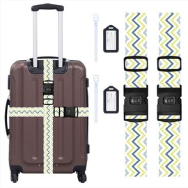 Vocridy Set of 2 Luggage Straps with 2 Luggage Tags Set for Quick Identify Luggage Travel Bag Suitcase, Durable Suitcase Straps, Adjustable Suitcase Straps, Premium Accessories