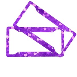 Purple License Plate Frame Aluminum Metal License Plate Frames for Women Fits Standard Us Vehicles (Set of 2, 12.3" x 6.3")