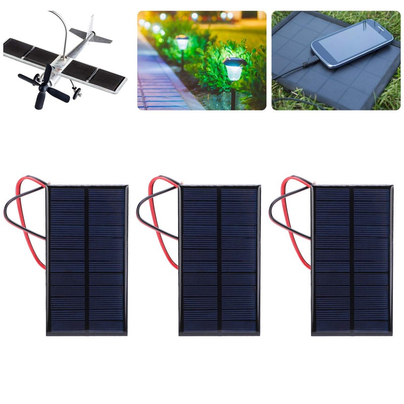 Moncer 1W 6V Mini Solar Panel, 3PCS Polysilicon Cell Charger