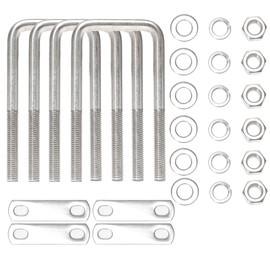 8 Sets Square U Bolts, Stainless Steel, 2"/50mm Inner Width 3.15"/80mm Length, U-Bolts for Boat Trailer with Nuts，Flat and Lock Washers, for Automobiles Trailer,Ski Boat or Sailboat Trailer
