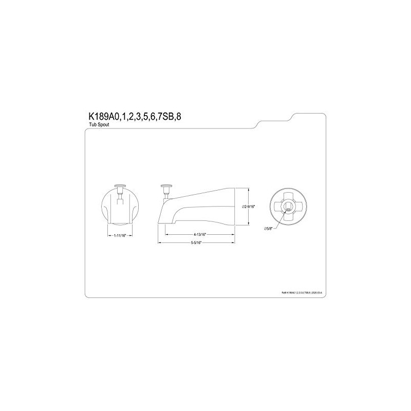 Kingston Brass K189A3 5-1/4 Inch Zinc Tub Spout with Diverter,