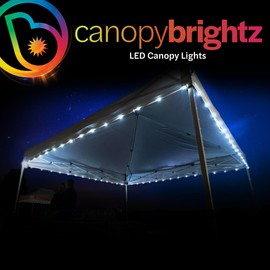 Brightz LED Canopy Lights, White - Outdoor Canopy Tent Lights for 10ft x 10ft Tents - Football Tailgate Essentials & Accessories - 40ft String Light