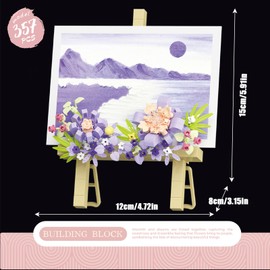 Vilbocr Mini Flower Building Bouquet Set，Block easel For desk decorations and message stickers.Flower Building Toys Building Blocks Flower (Purple 357Pcs)