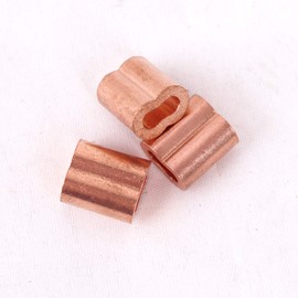 HIGOOD 25 Piece Plain Copper Duplex Oval Crimping Sleeve Set for 1/8" Diameter Wire Rope (Pack of 25)