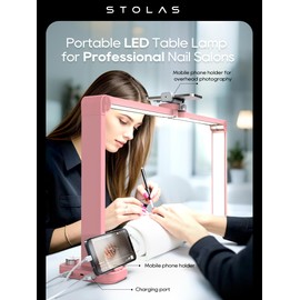 STOLAS Upgraded Nail Light for Desk, 48W 3350LM Foldable 3 Modes 3000-6000K Stepless Table Lamp for Nail Tech with Charging Port and Phone Slot, Nail Lamp for Nail Art, Photography, Reading, Painting
