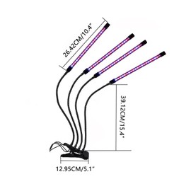 TopHomer Grow Light Plants Lights Full Spectrum Clip Plant Breeding Lamp with Red Blue LEDs, 9 Dimmable Levels Auto On & Off with 3/9/12H Timer, Adjustable Goose Neck