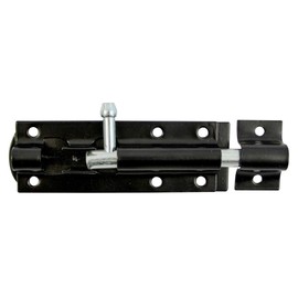 TIMCO Straight Tower Bolt - Black - 6" - Great for securing flush fitting gates and shed doors in a closed position, adding increased security - One bolt in a pack and fixings included.
