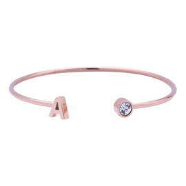 LuckyLy Pulsera para Mujer con Inicial Letra tipo Brazalete, Acero Inoxidable con Baño de Oro Rosa 18k y Zirconia Cúbica – Regalos para Mujer Originales y Cumpleaños, Modelo Sonia