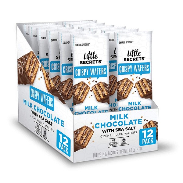 Little Secrets Milk Chocolate & Sea Salt Crispy Wafers | No Artificial Flavors, Corn Syrup or Hydrogenated Oils | Fair Trade Certified & All Natural | 12-1.4oz Snack Packs