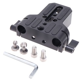 FocusFoto Universal Camera Baseplate with Rod Rail Clamp for Sony A6500 A6600 A7 A7R3 Series, for PANAS0NIC GH5s GH5 GH4 etc 15mm Rod Support DSLR Camera Cage Rig