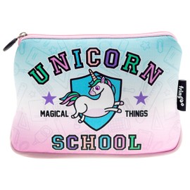 Fringoo® Girls Boys Pencil Case Large Stationery Pouch Funny Cute Kids Unicorn Neoprene Zipper Closure School Accessories Pen Box 22 x 15 cm (Unicorn School - Neoprene Pencil Case)