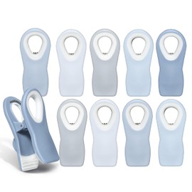 COOK WITH COLOR Bag Clips with Magnet- Food Clips, Chip Clips, Bag Clips for Food Storage with Airtight Seal Grip for Bread Bags, Snack Bags and Food Bags (Blue and Grey, Pack of 10)