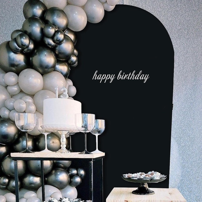 AIBIIN 3.3x7ft Solid Black Arch Shape Backdrop Stand for Wedding