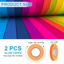 PATIKIL Glow in The Dark Gaffers Tape, 0.4 Inch x 65.6 Feet Colored Cotton Glow Tape Markers Fluorescent Glow in The Dark Tape Stickers for Party Decorations, Orange