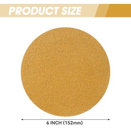 CowboyBOB 100 PCS 6 Inch Gold PSA Sanding Discs 60 Grit Self Adhesive Sticky-Back Sandpaper for DA Sander Finishing Abrasive Sand Paper Woodworking Wood Metal Sanding Disc Roll