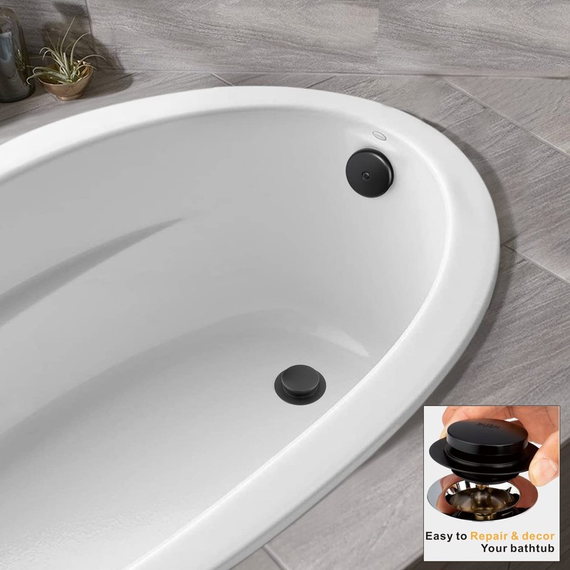 Black Universal Tub Drain Tip Toe Tub Conversion Kit Assembly,