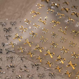NBNTGH 5D Embossed Nail Stickers for Nail Art Bow Nail Art Stickers Gold Nail Decals Self Adhesive Nail Decals Rhinestone Nail Art Design Manicure Supplies Charm for Women Nail Art Decorations