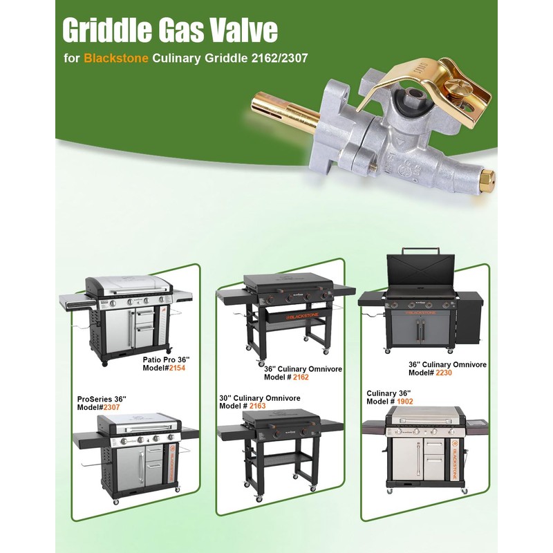 Griddle Burner Valve Replacement for Blackstone 36" Culinary Griddle 2162/2307,