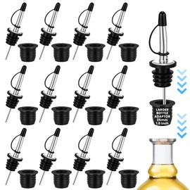 Tioncy 12 Sets Liquor Pour Spout with Adapters for Oversized Bottles,pour Spouts for Liquor Bottles with Dust Caps to Protect from Dirt & Debris,liquor Bottle Pourers for Alcohol & Olive Oil