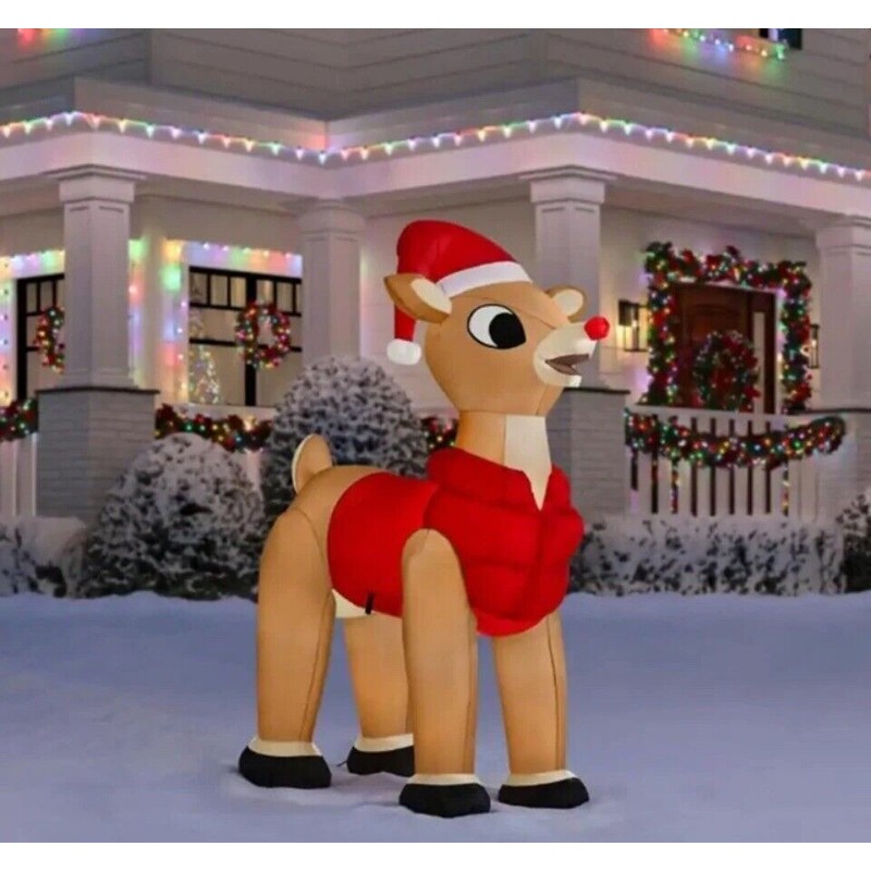 Gemmy Rudolph The Red Nosed Reindeer W/ Blinking Nose Christmas