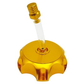 CNC Aluminum Gas Fuel Tank Cap, Hexagonal Off-Road Motorcycle Fuel Tank Cap with Breather Valve for Most 50cc 70cc 90cc 110cc 125cc 140cc 150cc 160cc SSR Taotao Coolster Pit Dirt Motor Bike (Gold)