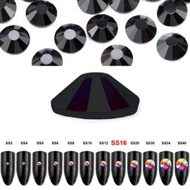 Dowarm 1440 Pieces SS16 Flatback Crystal Rhinestones, 4MM for Craft Nails Dance Costumes, Non Hotfix, Jet Black