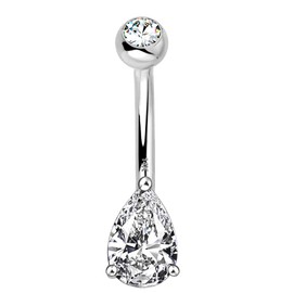 Jewseen 14K Gold Belly Button Rings Clear CZ Belly Rings Belly Button Piercing Belly Jewelry for Women Men