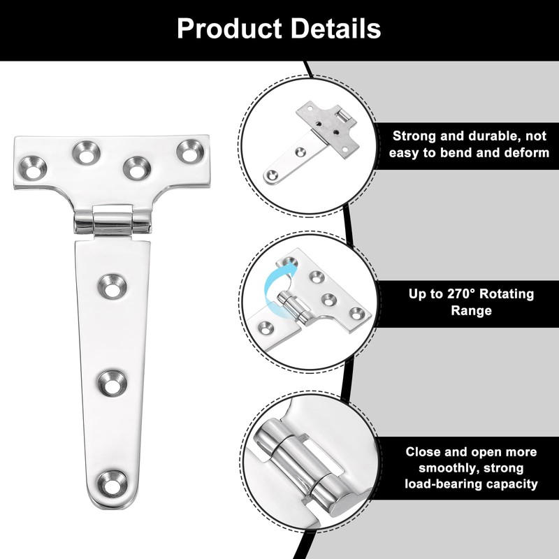 uxcell 6Pcs Heavy Duty t Hinges, Marine Grade t Hinge