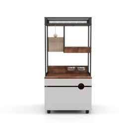 espidoo Multi-Functional Cat Furniture: Modern Minimalist 3-in-1 Enclosure with Storage Cabinet & Scratching Pad - Metal Frame & Wooden Platforms for Apartment Cat Owners