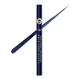 L'Oreal Paris Delineador líquido impermeable de alta precisión, delineador de ojos a prueba de manchas con micropunta, para maquillaje de ojos de hasta 28 horas, gamuza azul 030
