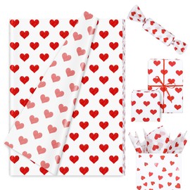 FYSUIMU 60 Sheets Valentine's Day Heart Tissue Paper Foil Red Love Heart Gift Wrapping Paper for DIY Art Craft Wedding Anniversary Party Decor, 13.8 x 19.7 Inch