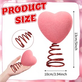 5 Inch Mini Valentine Day Hearts Tree Topper Flocked Tree Topper for Mini Trees Heart Decorations for Valentine's Day Party Holiday Ornament Home Decoration (Red)