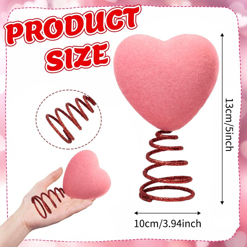 5 Inch Mini Valentine Day Hearts Tree Topper Flocked Tree