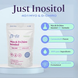 B-FIT Myo Inositol Y D-Chiro Inositol Fórmula 40:1 Suministro Para 1 Mes 30 Servicios, Alta Biodisponibilidad, Sin Aditivos, 100% Puro, Empaque Ecológico Bottle-Free
